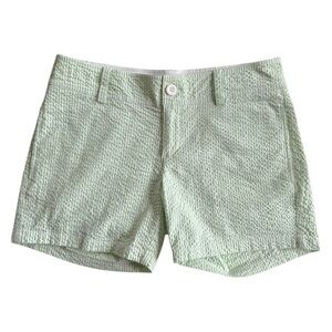 LILLY PULITZER ✘ Green White Striped Seersucker Shorts, Size 2, Cotton Stretch